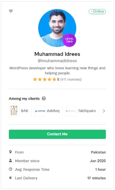 Fiverr Profile of Muhammad Idrees